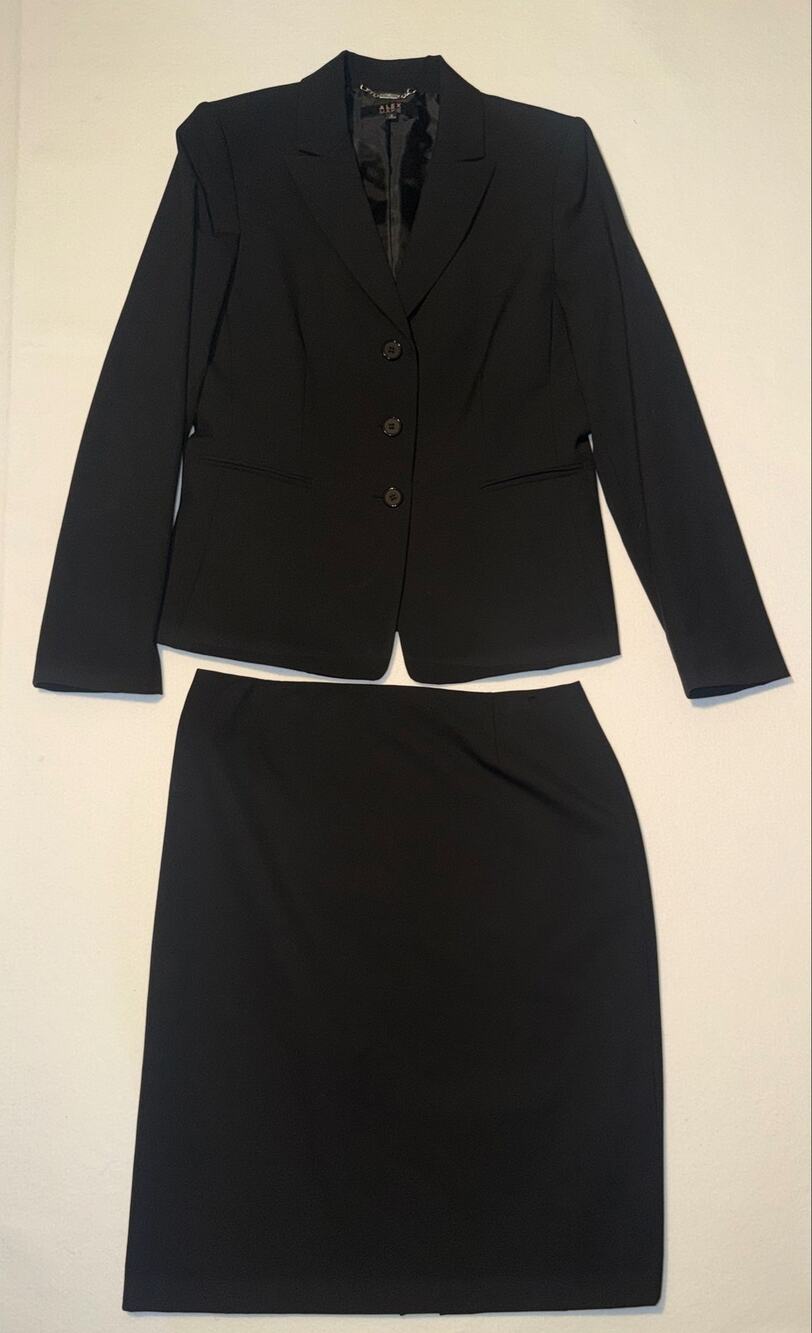 Alex Marie women’s black two piece skirt suit